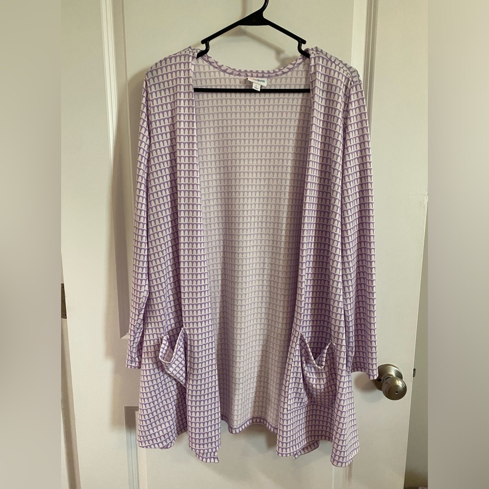 Lilac & white print cardigan